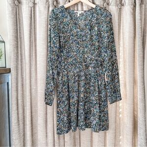 BCBGeneration Blue Abstract Floral Print V Neck Long Sleeve Mini Dress Size 8
